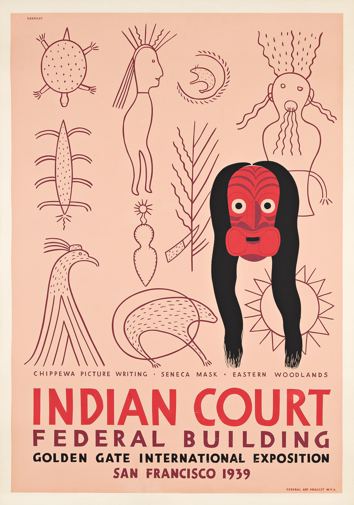 LOUIS B. SIEGRIEST (1899-1989) Indian Court Federal Building / Chippewa Picture Writing.